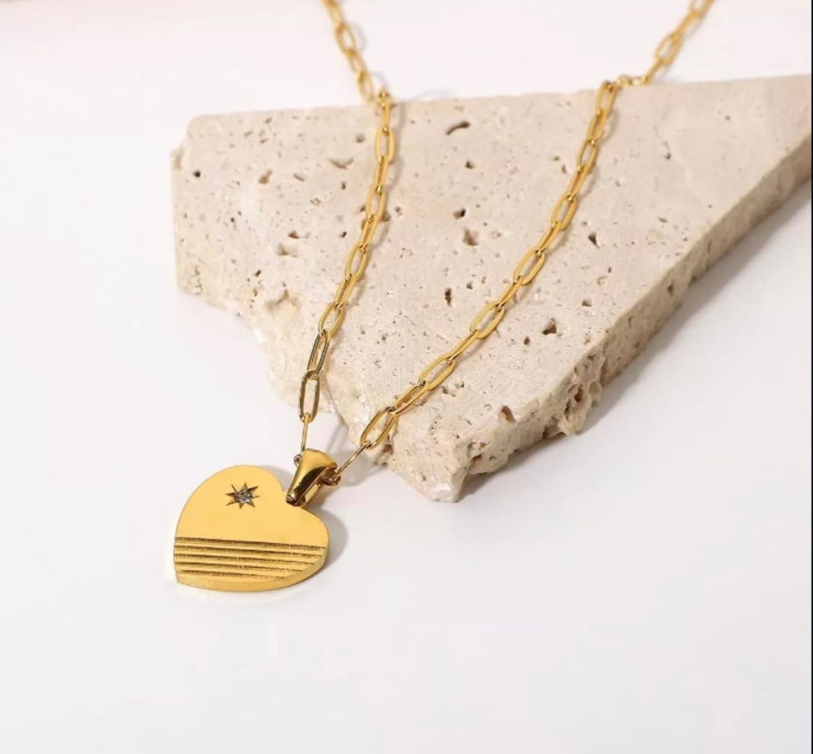 Eternal Grace: 18K Gold-Plated Heart Necklace