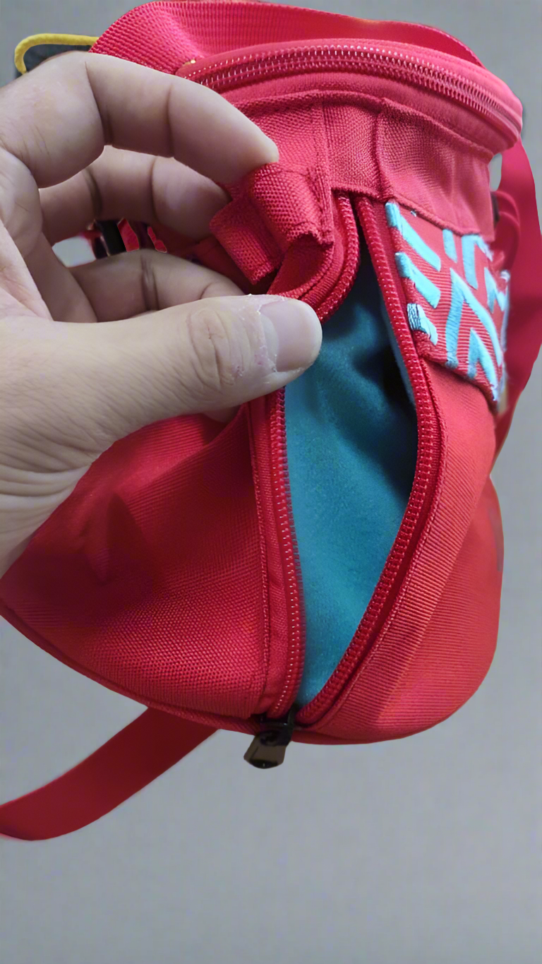 Small Chalk Bag for Hiking with Quick-Clip Belt and Three Zippered Pockets