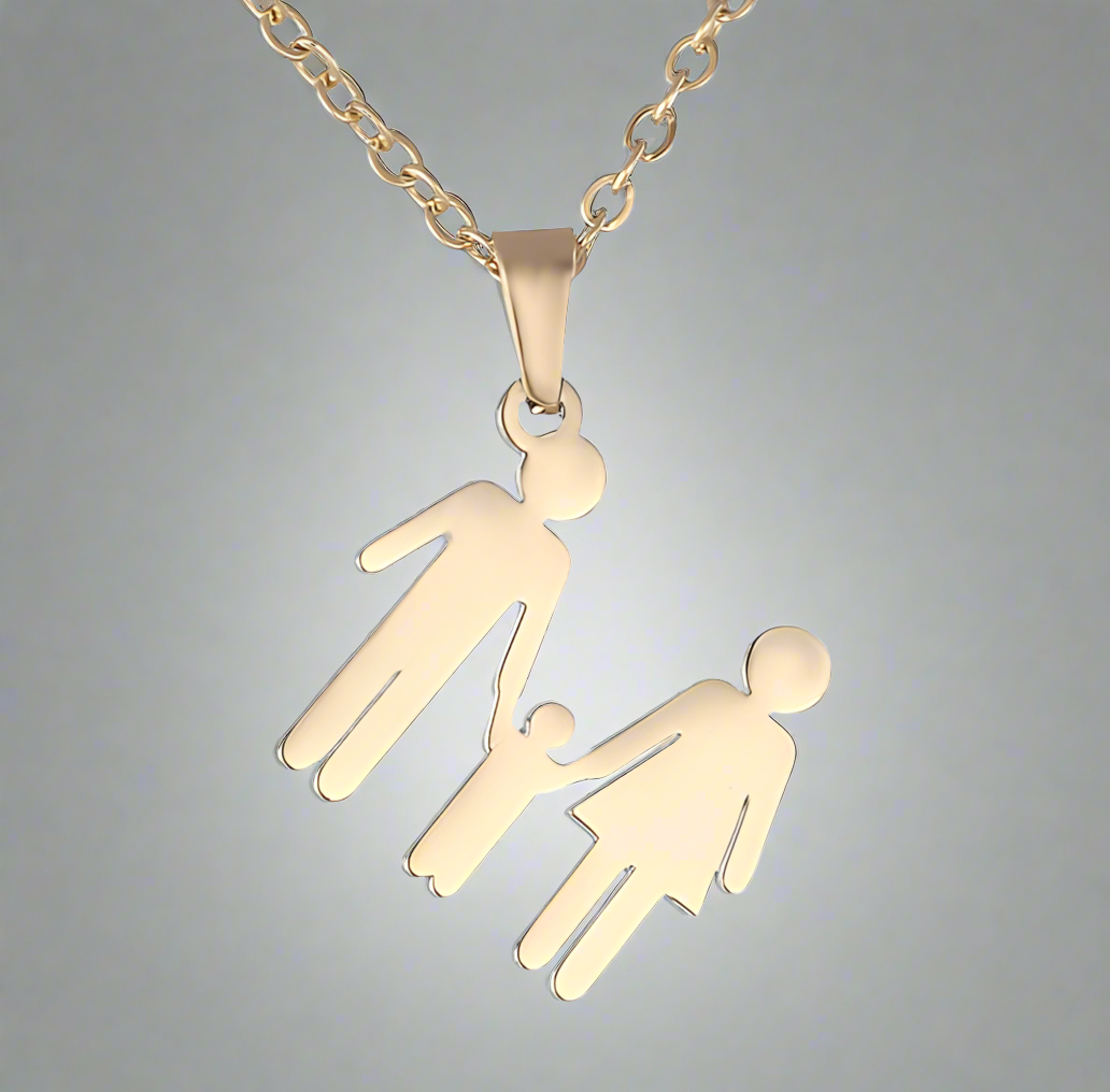 Gold Family Hand In Hand Pendant