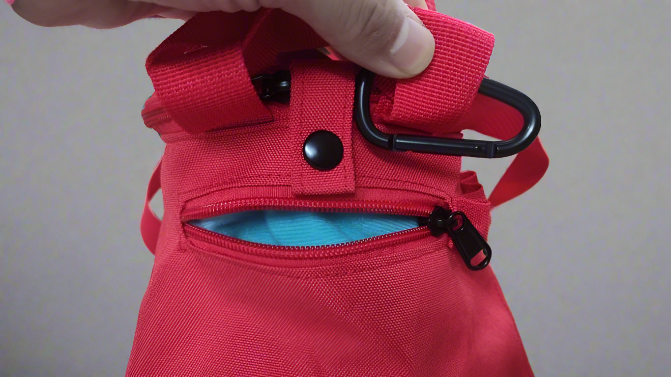Small Chalk Bag for Hiking with Quick-Clip Belt and Three Zippered Pockets