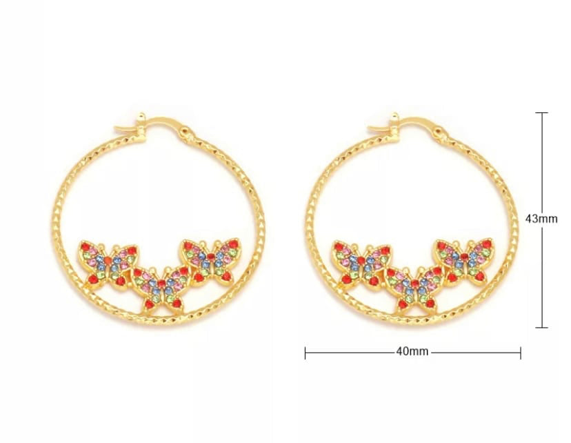 Golden Butterfly Hoop Earrings
