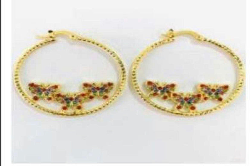 Golden Butterfly Hoop Earrings