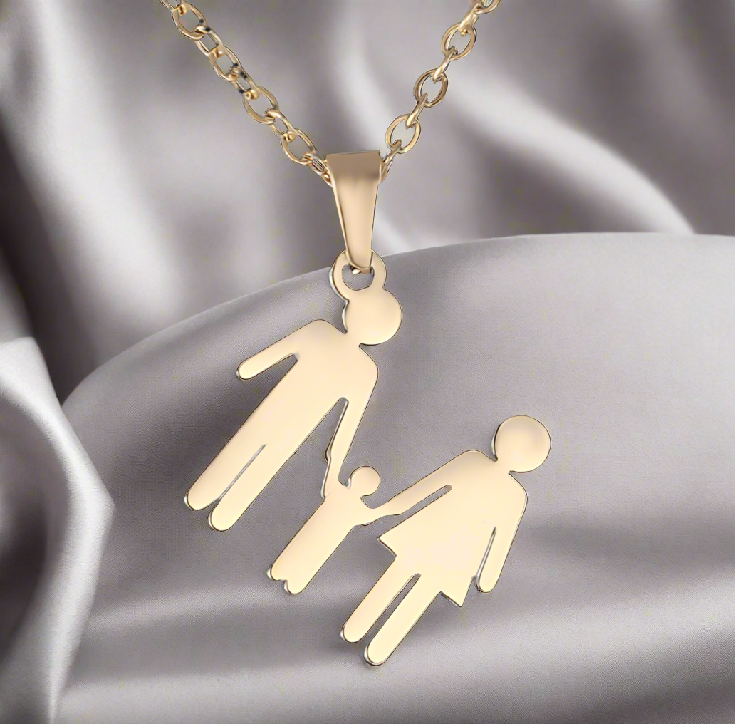 Gold Family Hand In Hand Pendant